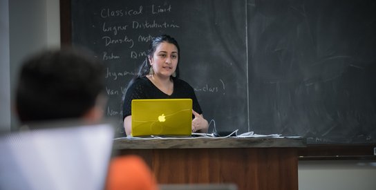 A grad student gives a Chem101 lecture.