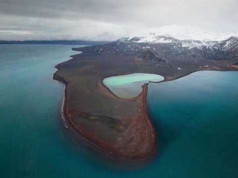Aerial view of a cape in Antarctica