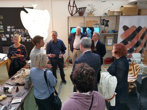 People in an artist's studio in Amsterdam