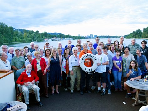 People on a cruise on the Willamette River