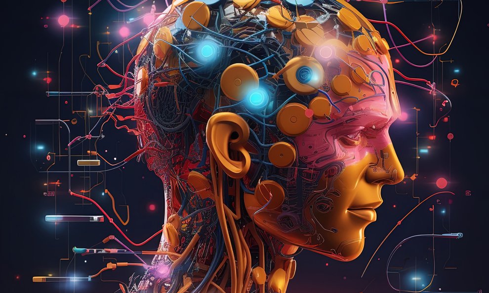 Illustration of a humanoid robotic head