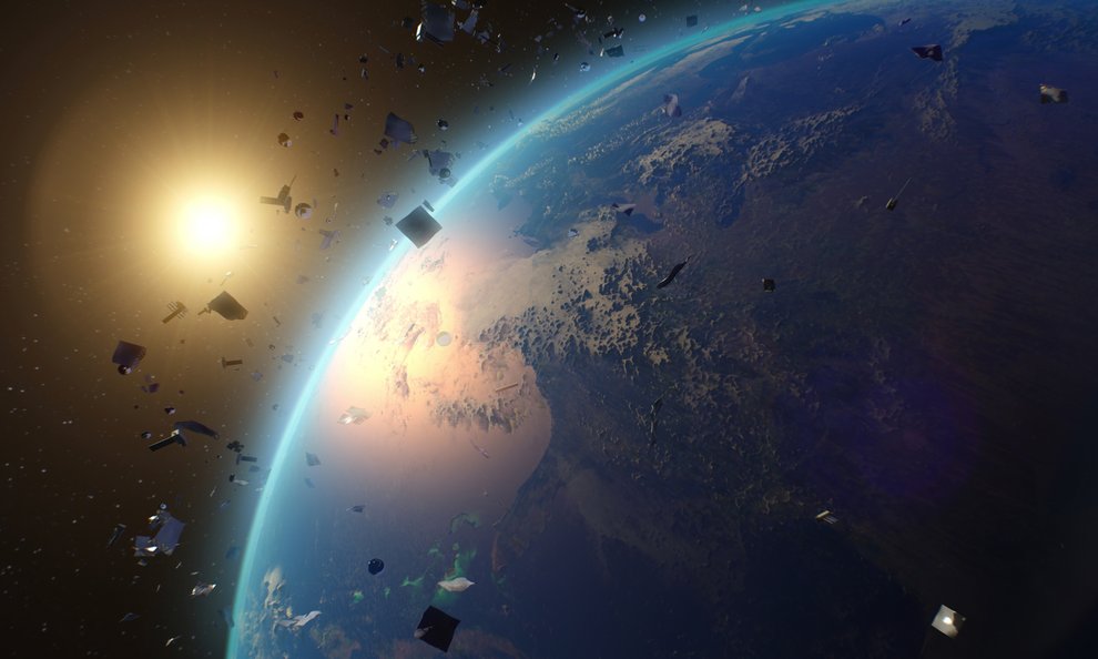 Illustration of debris in orbit around Earth