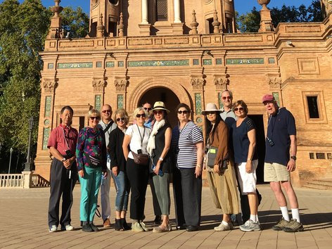 Group of tourists in Spain