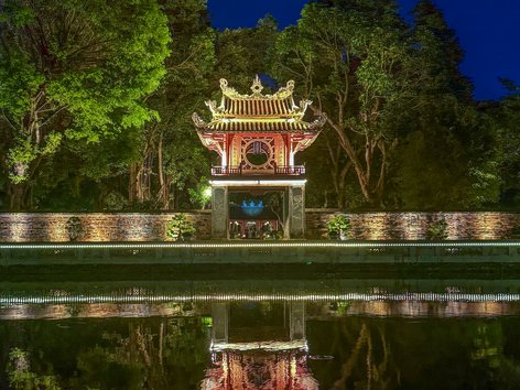 Nighttime photo taken at the Temple of Literature