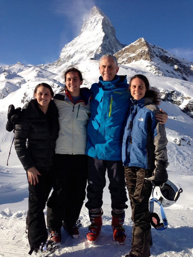 John Bryson with daughters Kathleen, Ruth, and Julia in Zermatt, Switzerland, in 2012