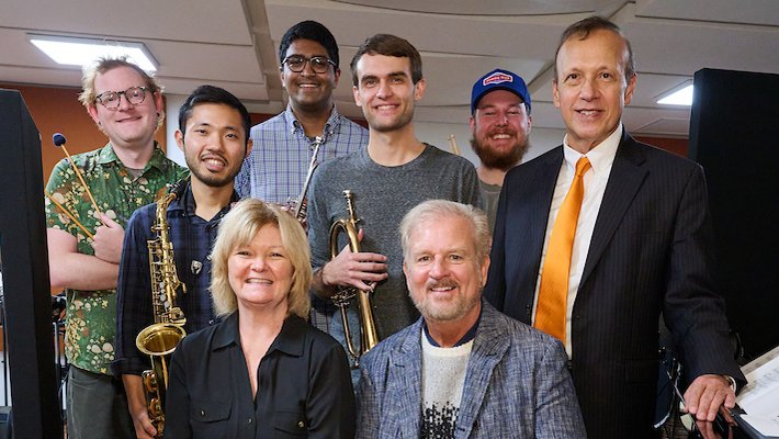 Taylor W. Lawrence in Recording Studio with members of Caltech community