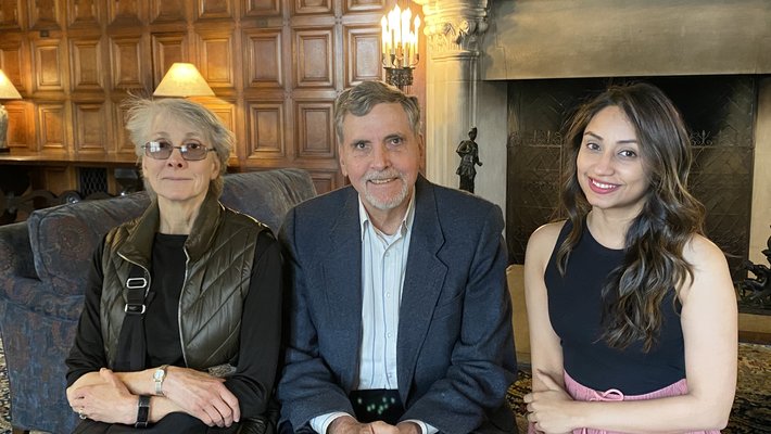 Carol and Gordon (MS ʼ71, PhD ʼ75) Treweek with inaugural Treweek Scholar Smruthi Karthikeyan