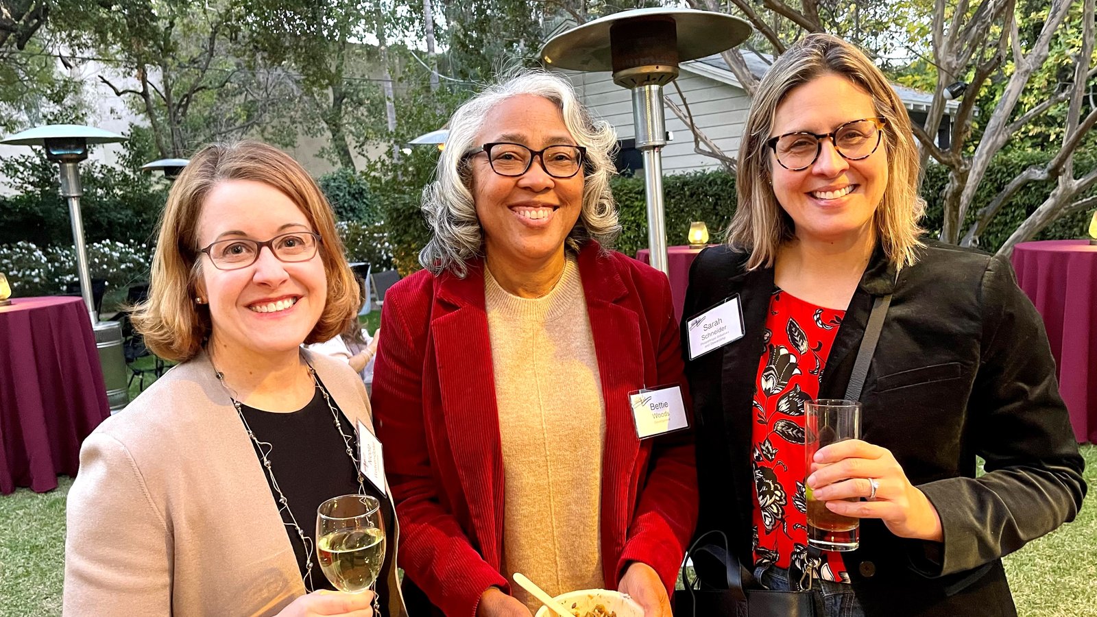 Three colleagues at the holiday party