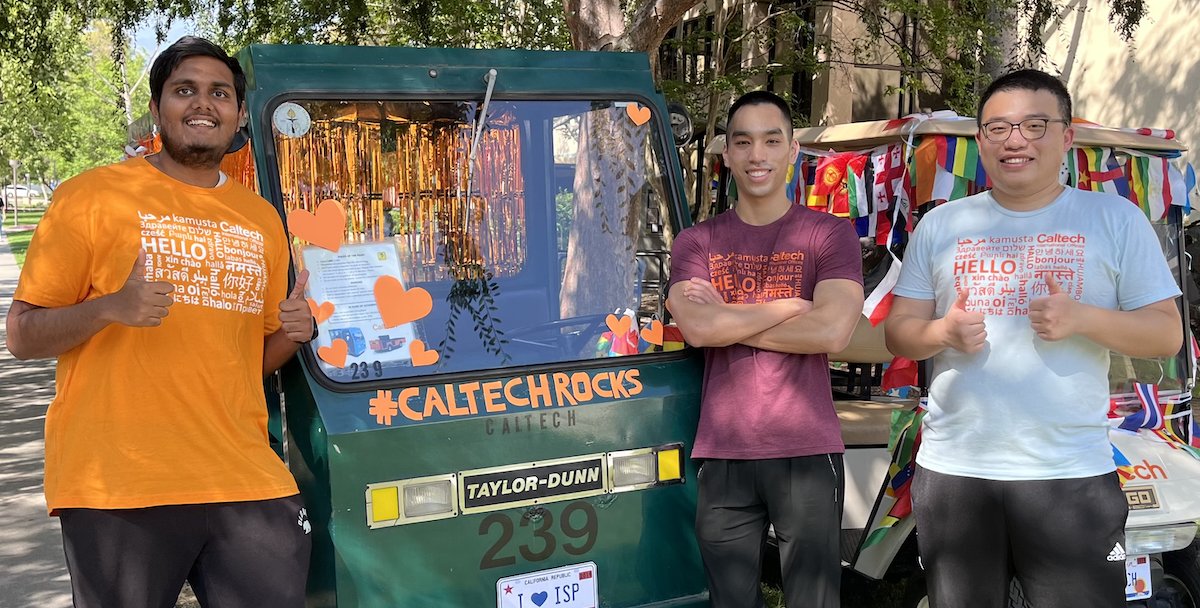 Three students gather at an ISP winter break event