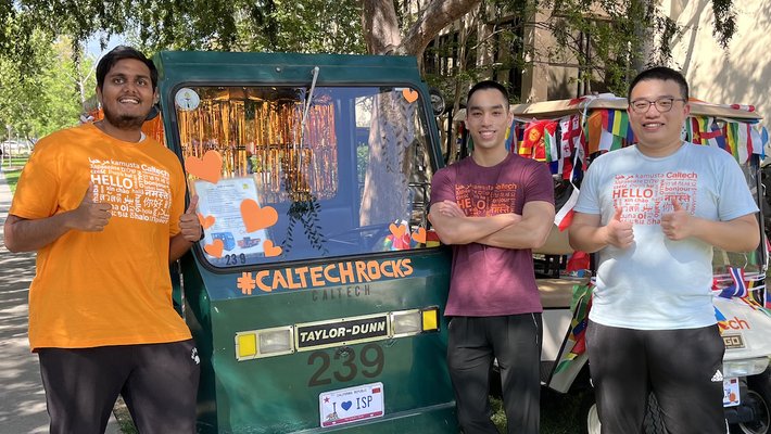 Three students gather at an ISP winter break event