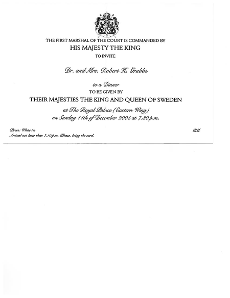 Invitation from the King and Queen of Sweden