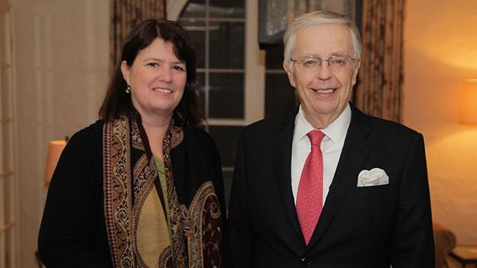 Fiona Harrison stands with Kent Kresa.