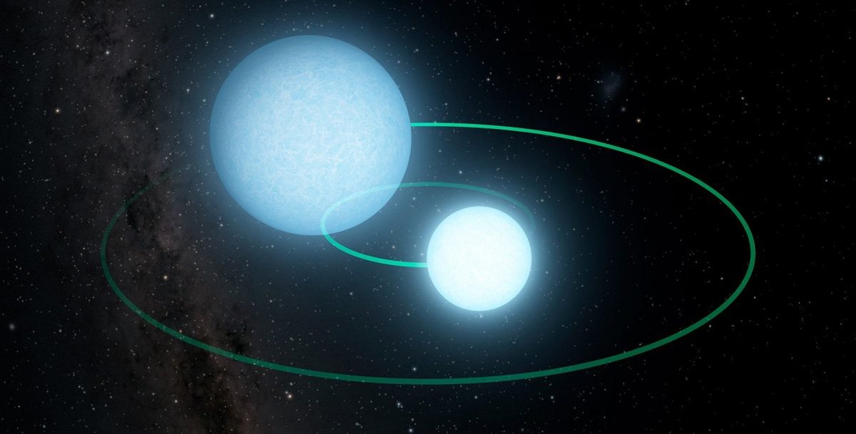 Artist's impression of a pair of orbiting white dwarfs, called ZTF J1530+5027 (Credit: Caltech/IPAC/R. Hurt)
