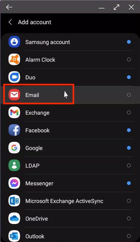 alumni android settings