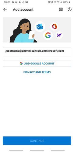 Outlook mobile setup