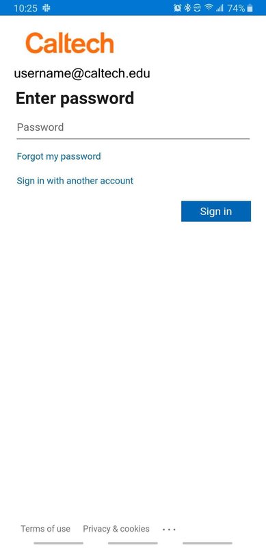 outlook mobile android enter password