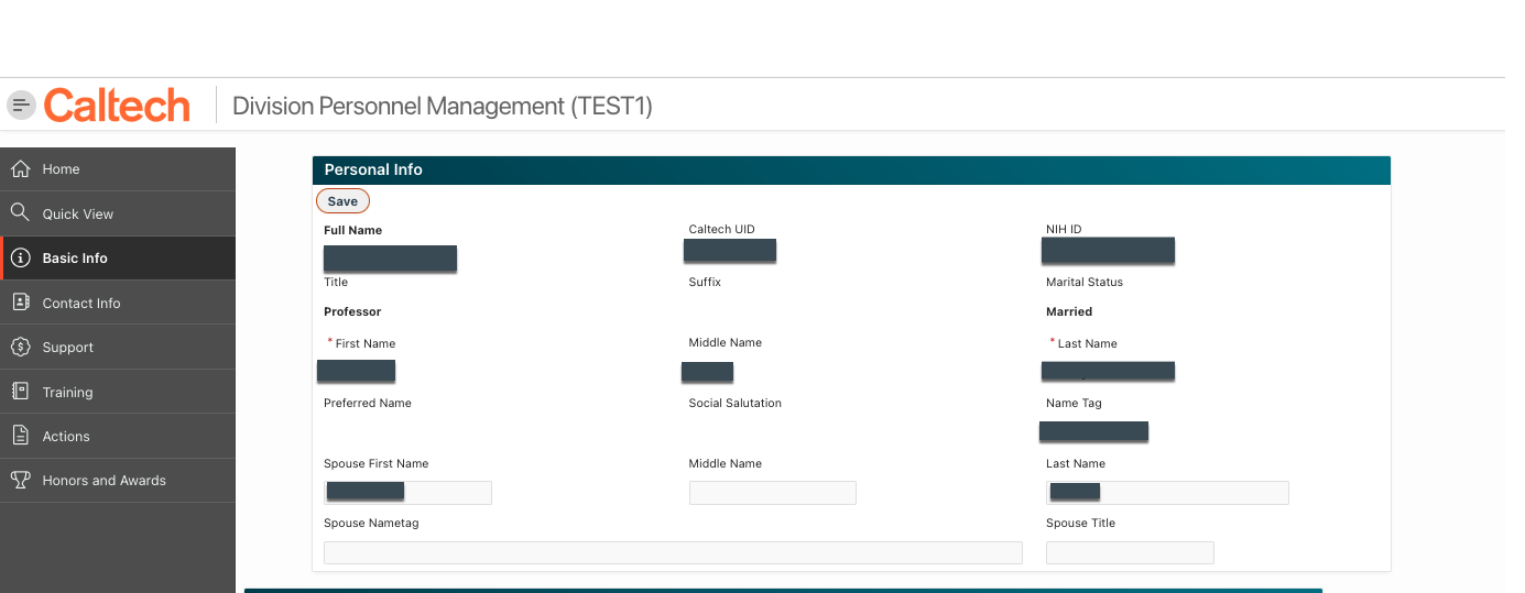 Basic info navigation