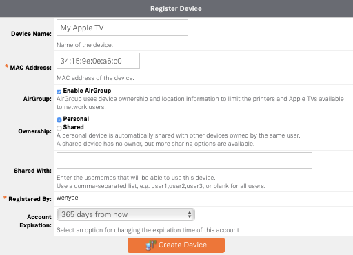 Device Registration Form