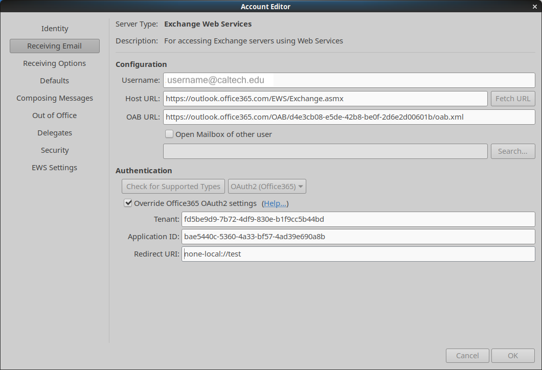 Evolution OAuth2 configuration