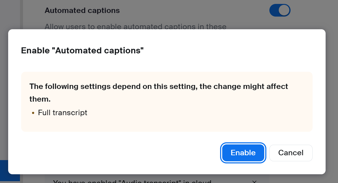 Zoom automated captions