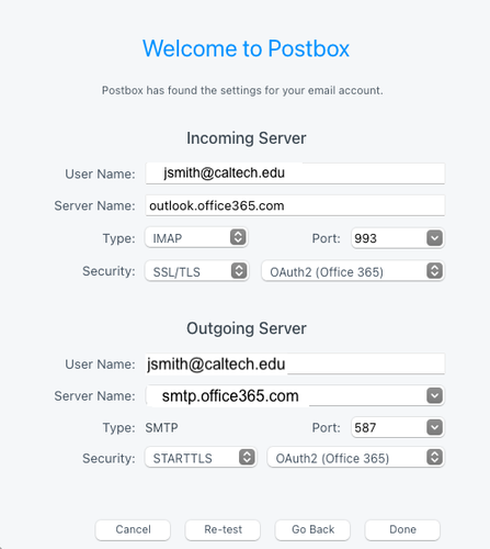 postbox configuration