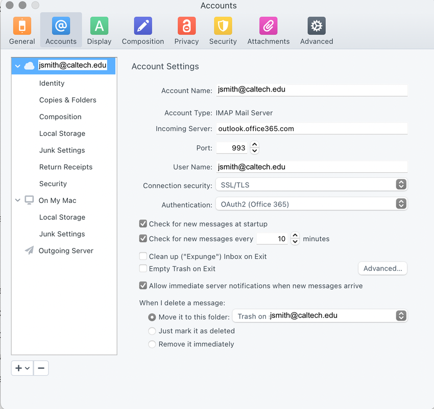 Postbox configuration incoming server