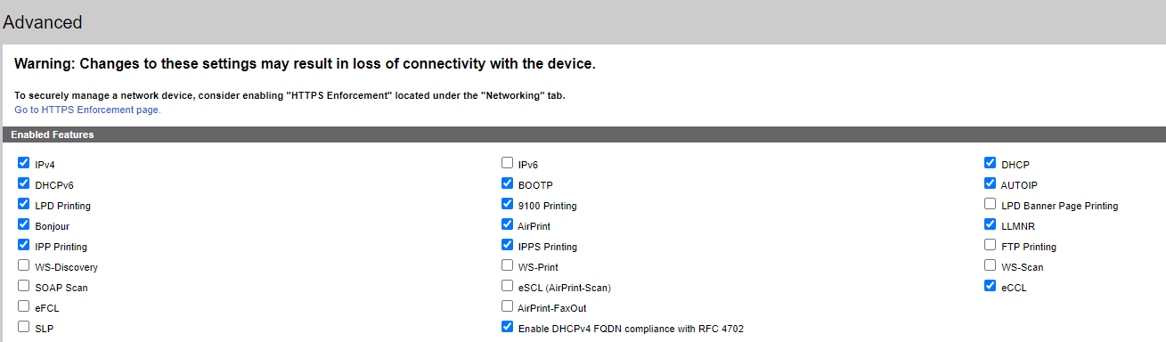 Printer Protocol List
