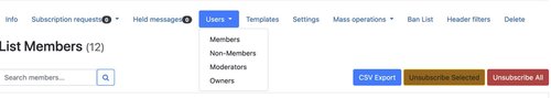 Mailman3 export list