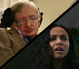 Stephen Hawking and Zoe Saldana