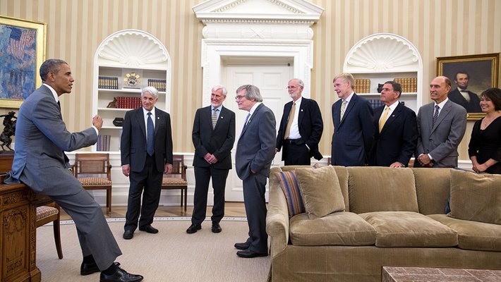 President Obama with Kavli Prize laureates