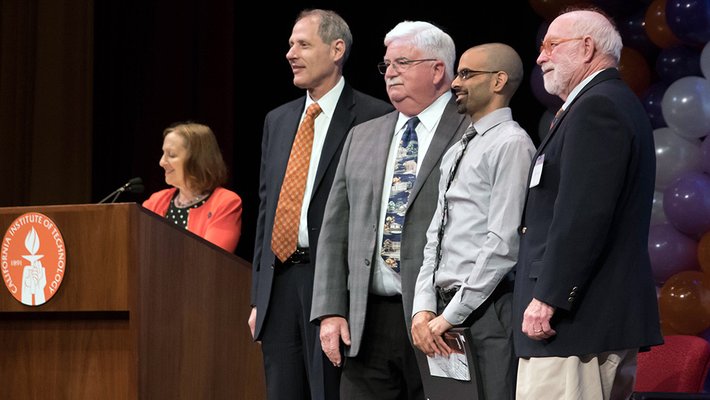 Staff honorees on stage