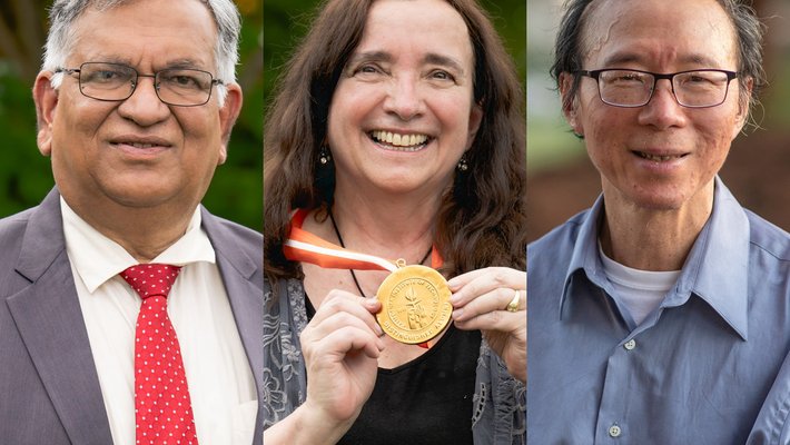 2022 Distinguished Alumni Bette Korber, Sudhir Jain, and Kam-Yin Lau