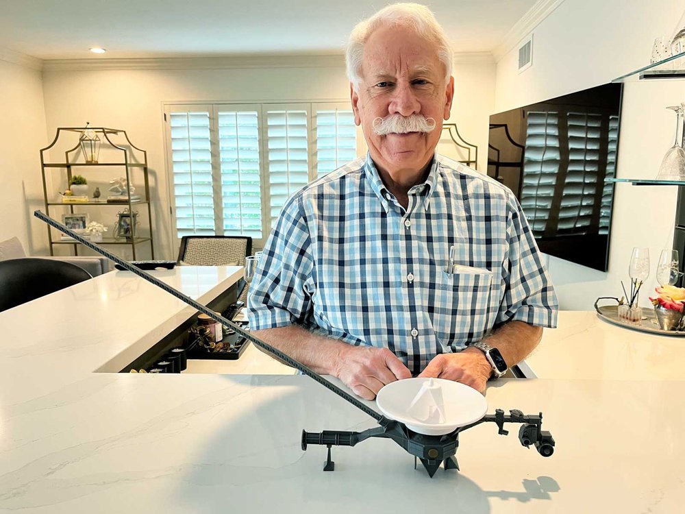Alan Cummings with a replica of the Voyager