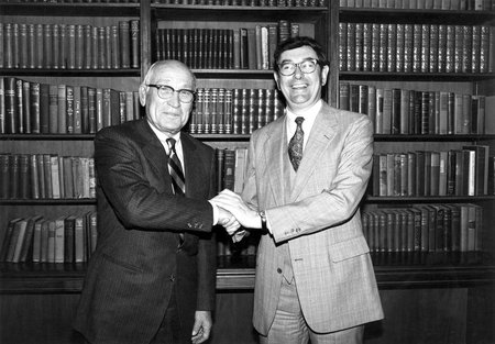 Arnold Beckman and Harry Gray in 1981.