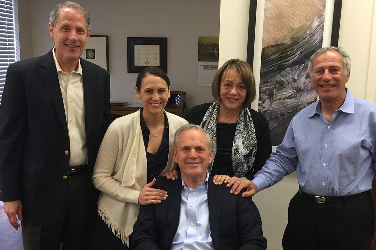 John Bryson, his daughter and wife, with Thomas F. Rosenbaum and Nate Lewis