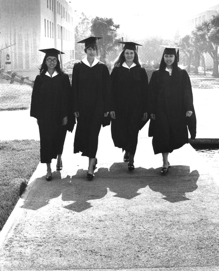 photo of Caltech's first four female BS graduates