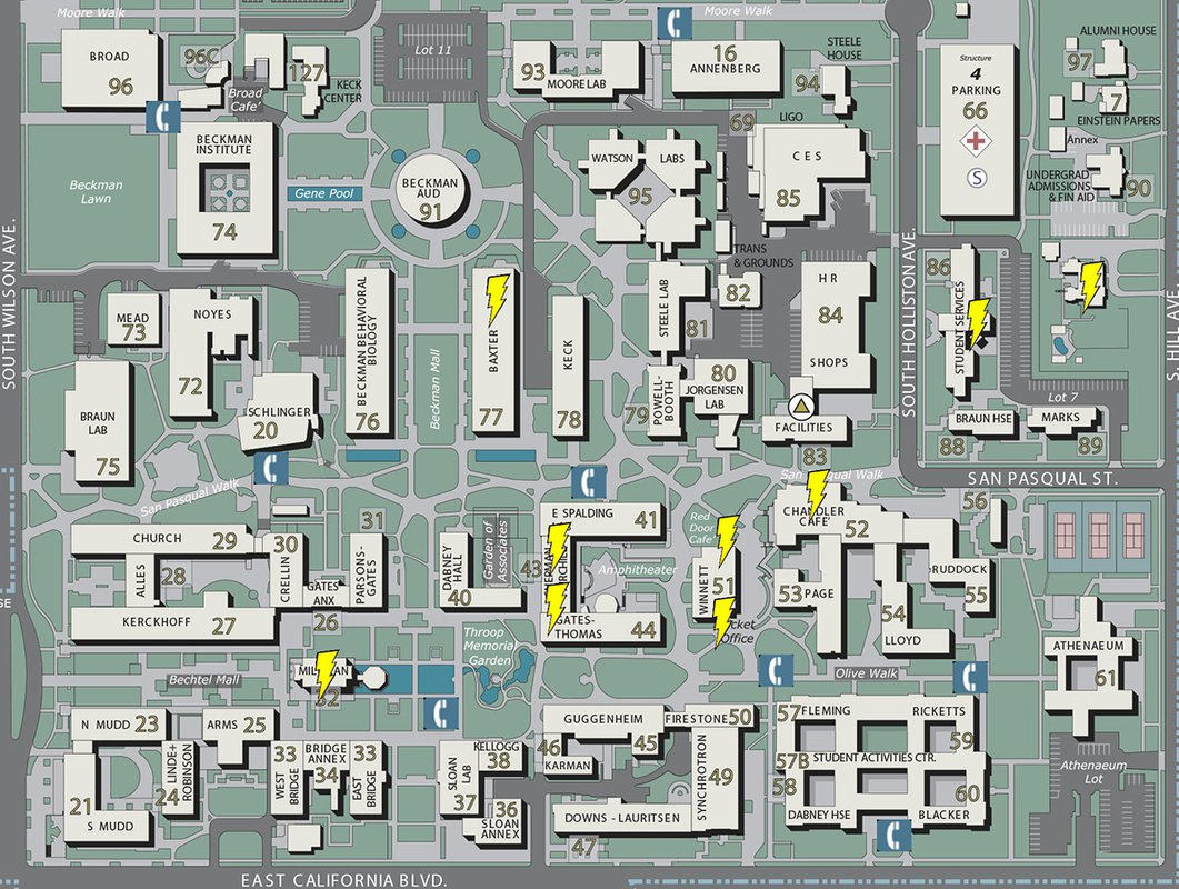 Map indicates locations of charging stations.
