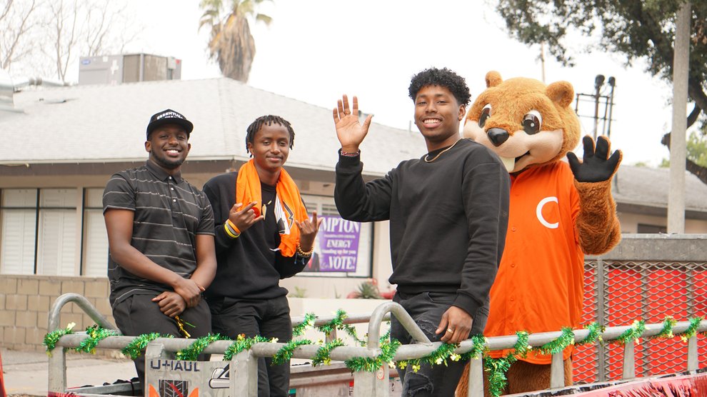 Caltech students and staff alongside their float in the Pasadena Black History Month parade