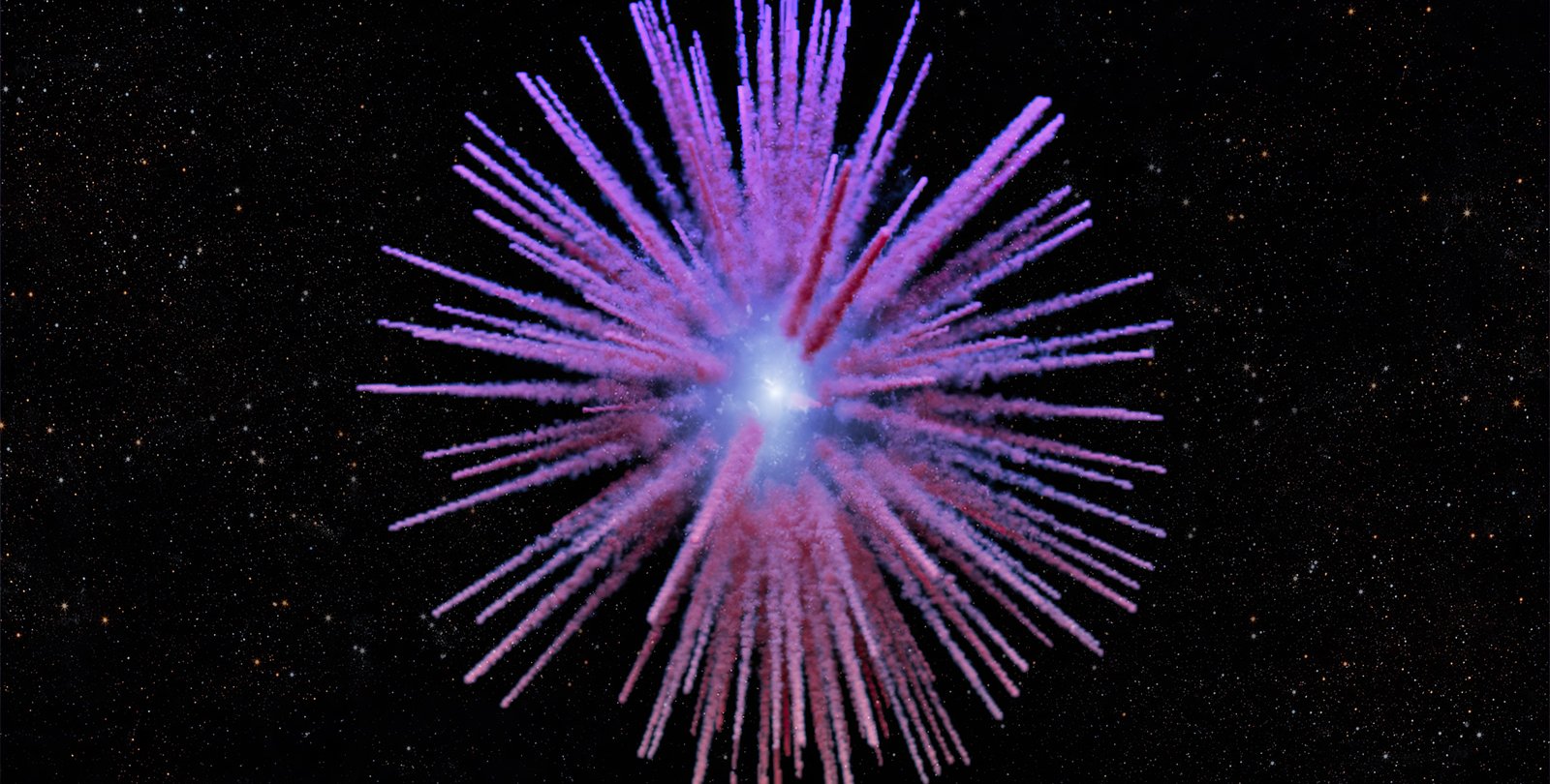 Artwork showing the spiky filaments in the supernova remnant.
