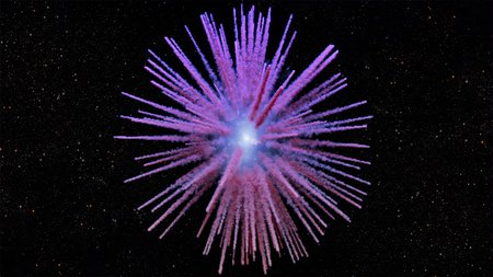Artwork showing the spiky filaments in the supernova remnant.