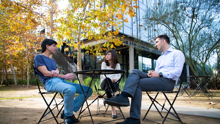 Federico Echenique, Laura Doval, and Adam Wierman at Caltech.