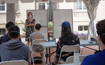 Michelle Effros, George Van Osdol Professor of Electrical Engineering, teaches an information technology course on Monday, September 27, the first day of classes.