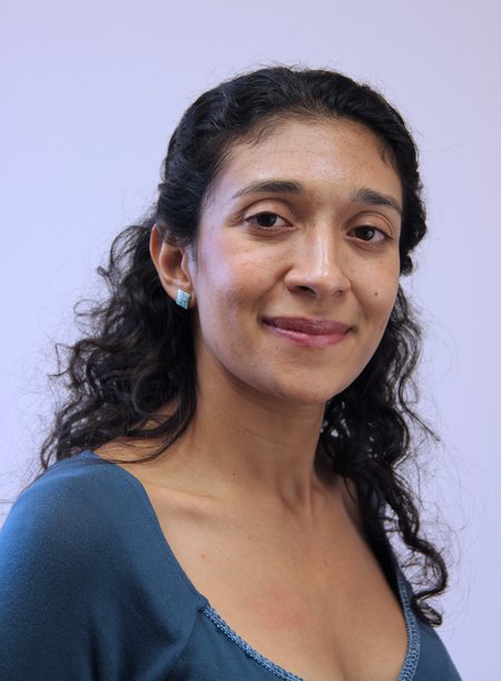 Headshot of Azita Emami, a woman with long dark hair wearing a blue top.