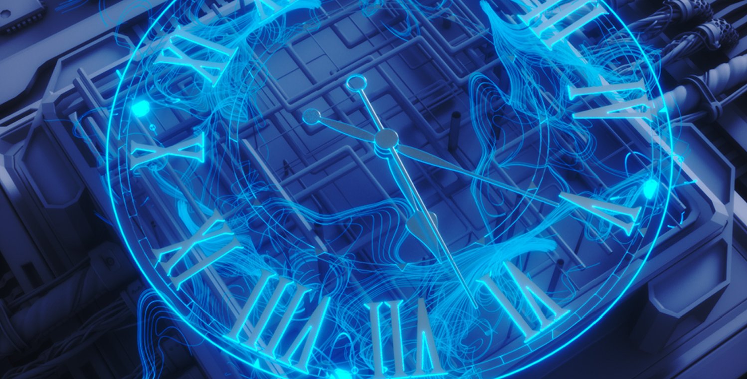 An artist concept of an entangled atomic clock.