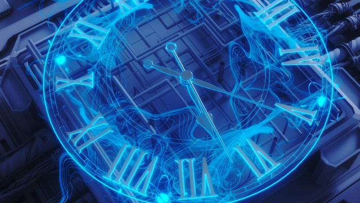 An artist concept of an entangled atomic clock.