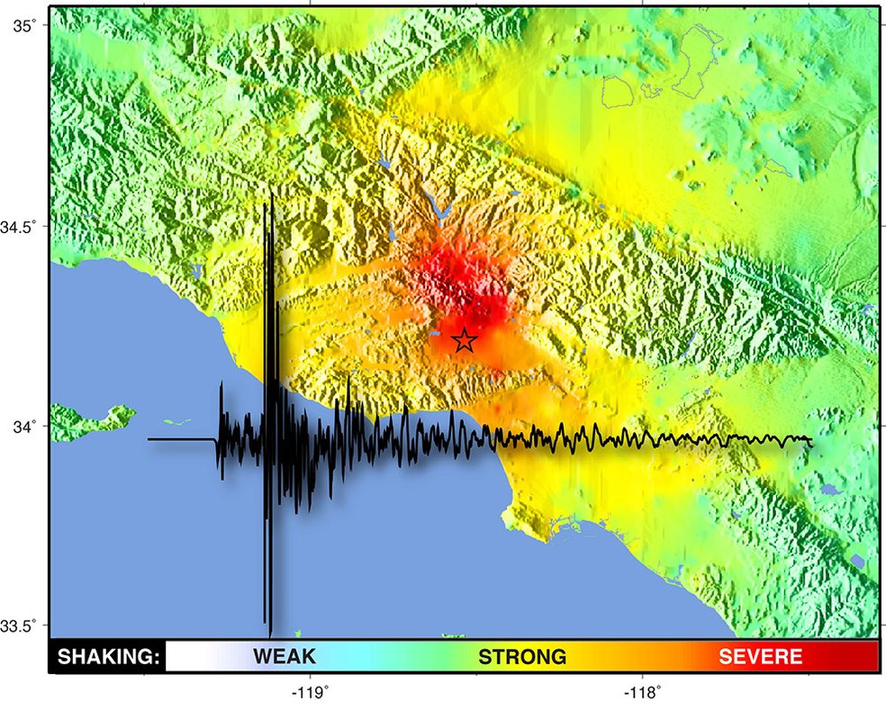 seismograph image on map