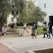 Students gather on campus as the new academic year begins.