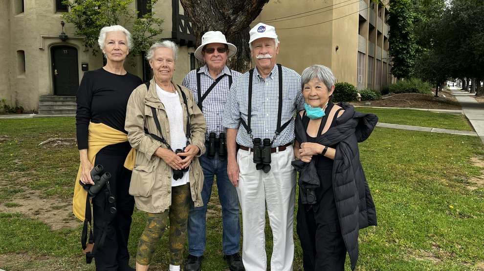 Alan Cummings (second from right) and the group of bird-watchers from the May 23, 2023 bird walk