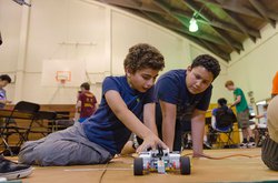 Middle schoolers and robot