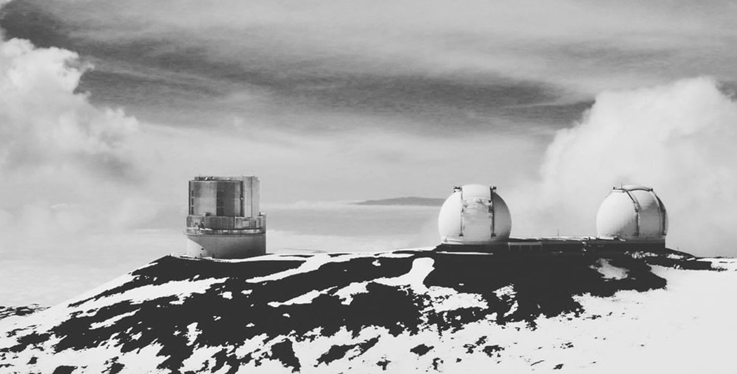 The Keck and Subaru observatories atop Maunakea summit in Hawaiʻi.